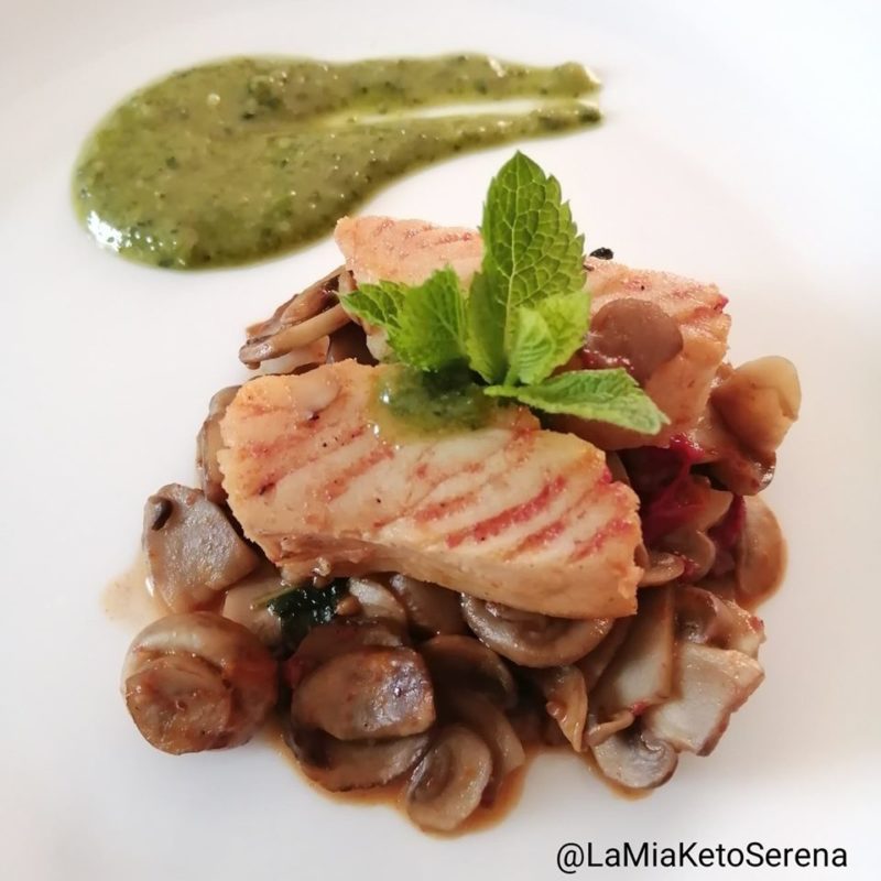 Baccalà funghi e menta